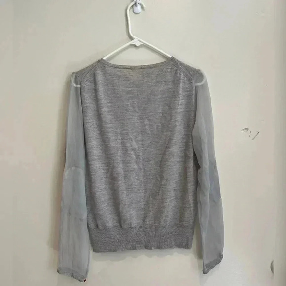 Girl. Band of Outsiders Wool Blouse With Sheer Sleeves - Picture 2 of 4